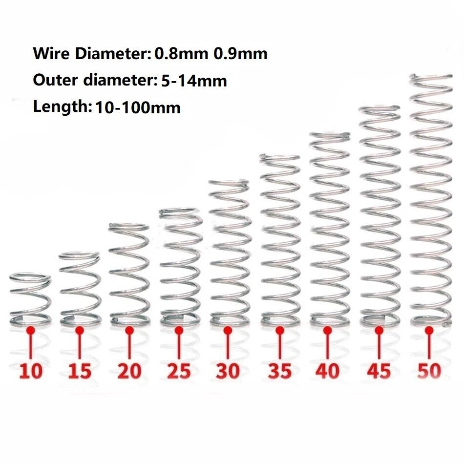 Wire Dia. 0.8 0.9mm Small Spring Compression Spring Steel OD 5-14mm L: 10-100mm