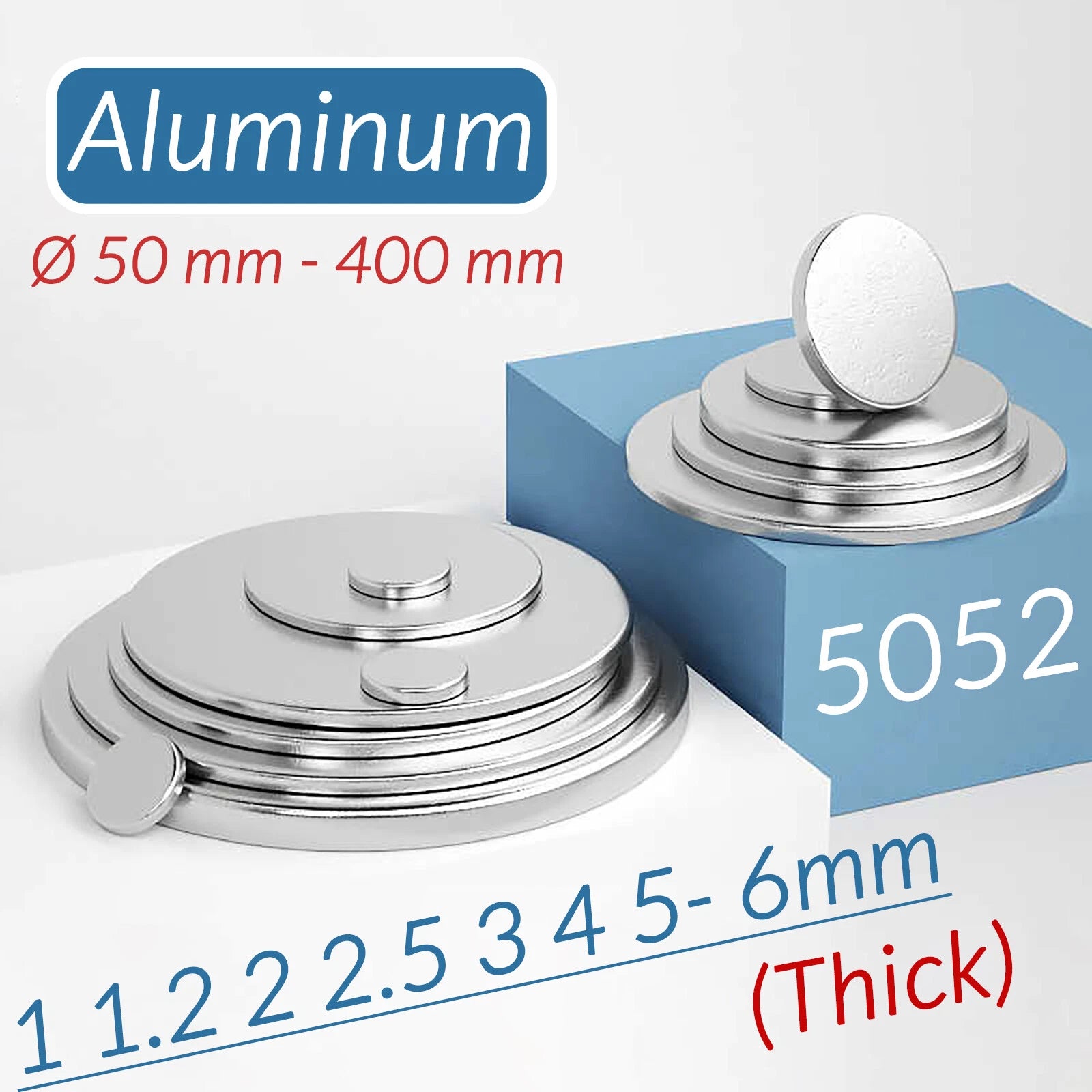 Round Aluminum Sheet Disc Plate  1/1.2/2/2.5~6mm Thick Aluminium Discs 50~400mm