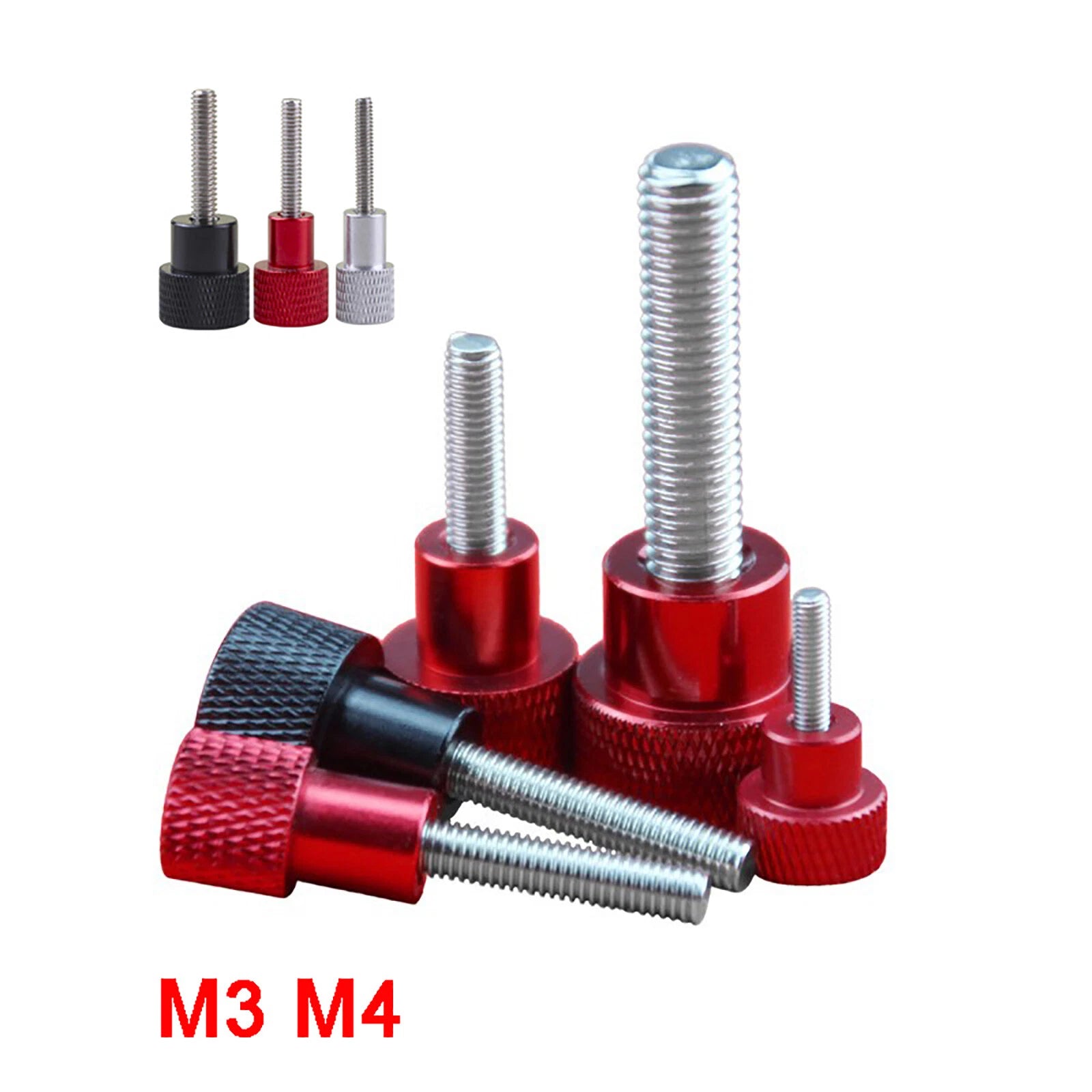 M3 M4 Knurled Thumb Screws – High-Type Aluminum Alloy Hand Grip Knob Bolts