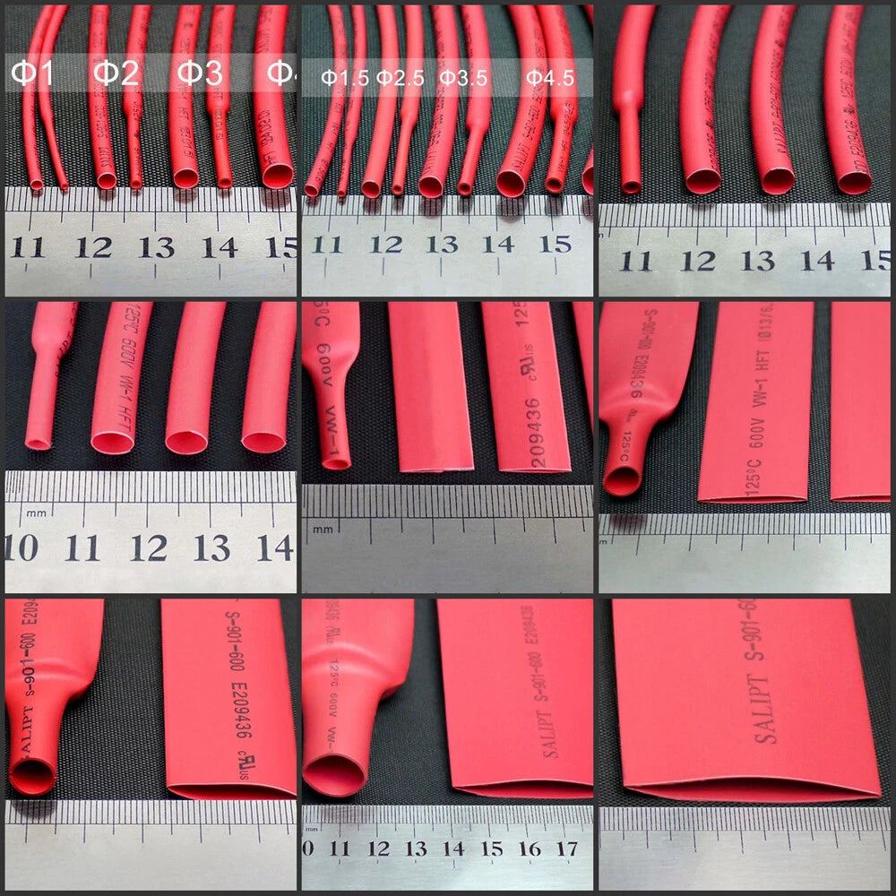 Red Heat Shrink Tubing 2:1 Ratio — Φ0.6mm to Φ80mm | Cable Sleeving Wire Wrap