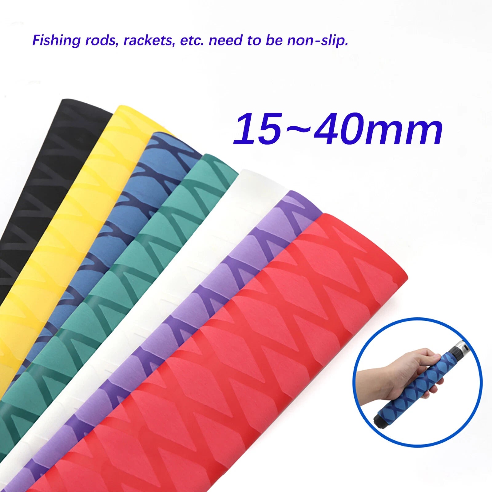 Non-Slip Heat Shrink Tubing for Fishing Rod Handle Grip — 15mm to 40mm