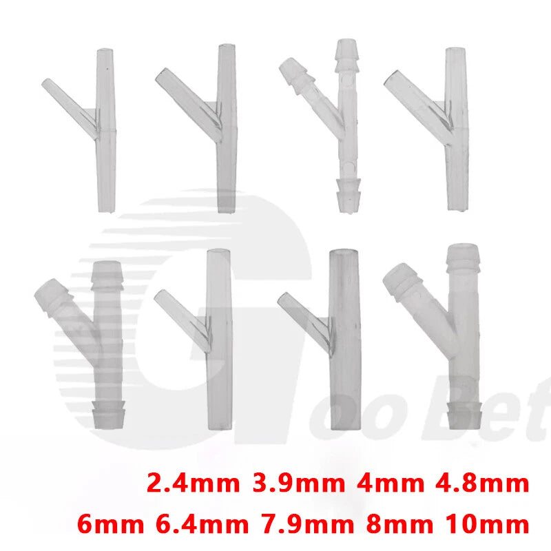 Plastic Y-Piece 45° 3-Way Barbed Hose Fitting — Tubing Connector for Garden, Aquarium & Irrigation
