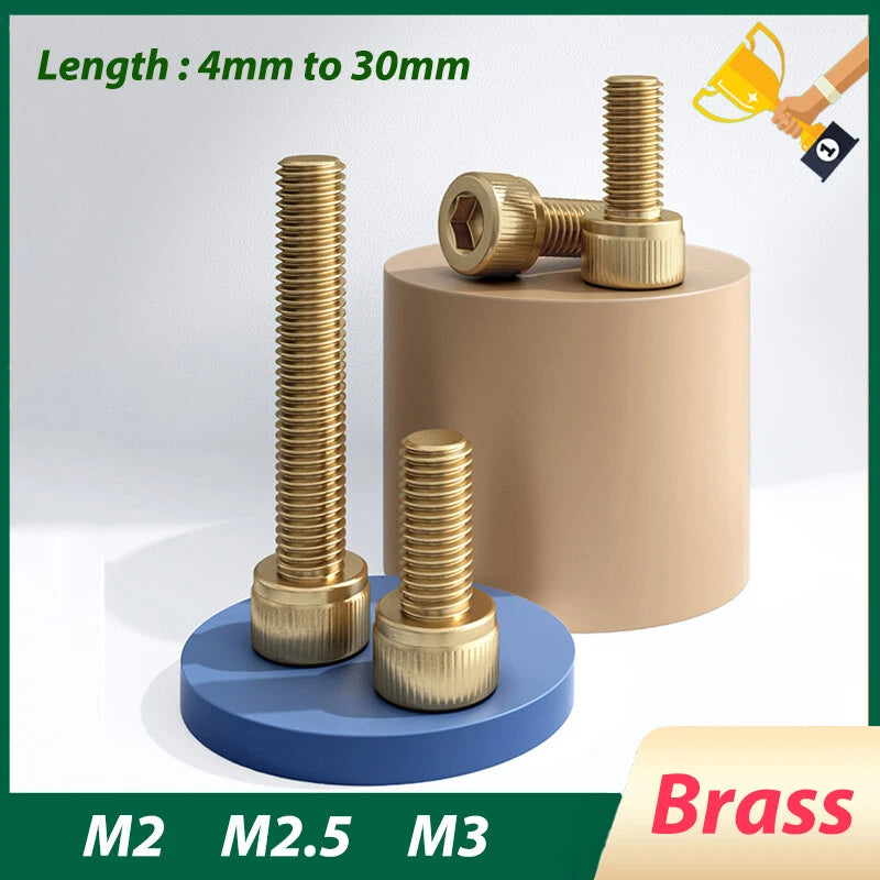 Brass Hex Socket Cap Screws Cup Head Bolt M2 M2.5 M3 Full Thread Machine Screws