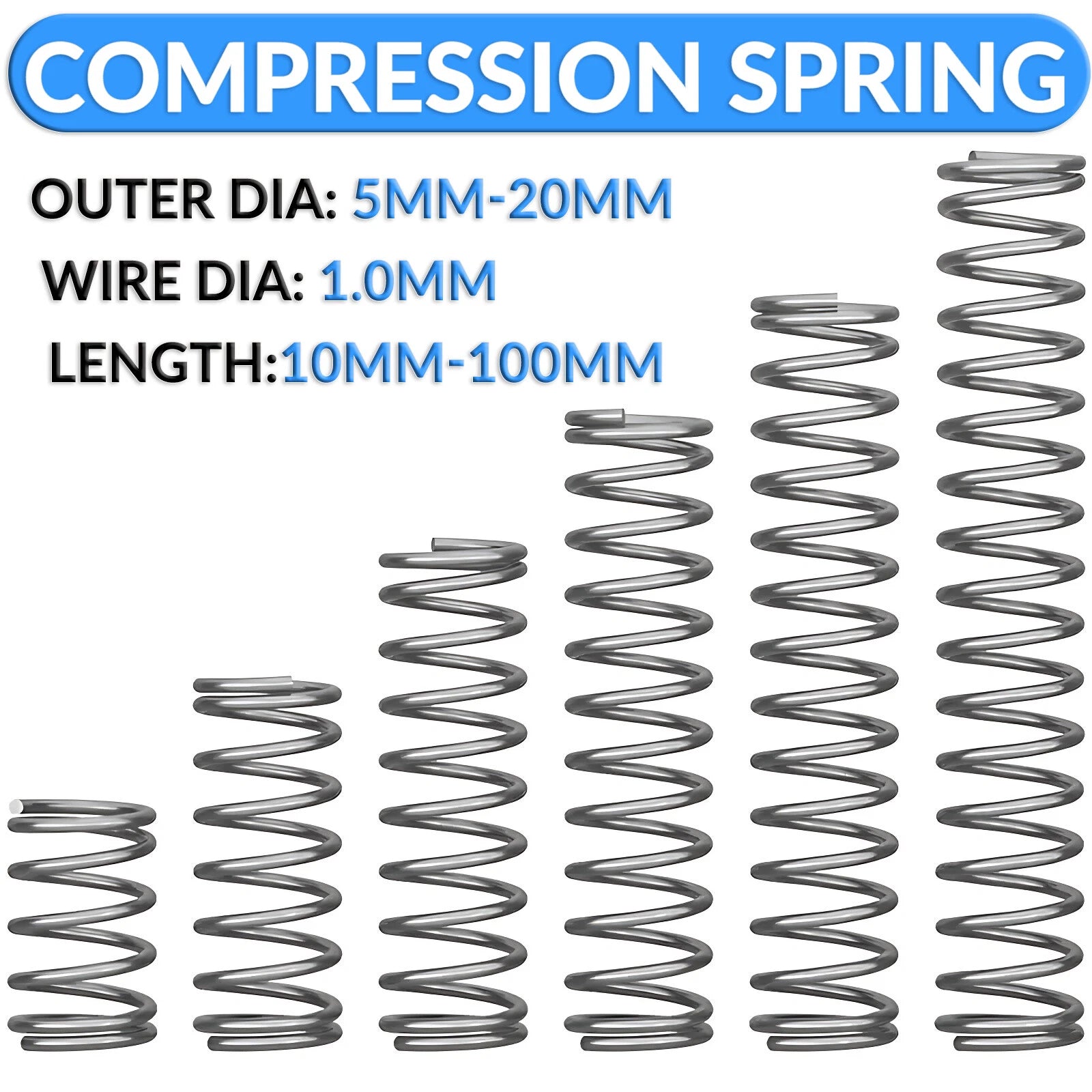 Spring steel Wire Dia 1.0mm OD 5mm-20mm Small Springs Compression Spring Steel
