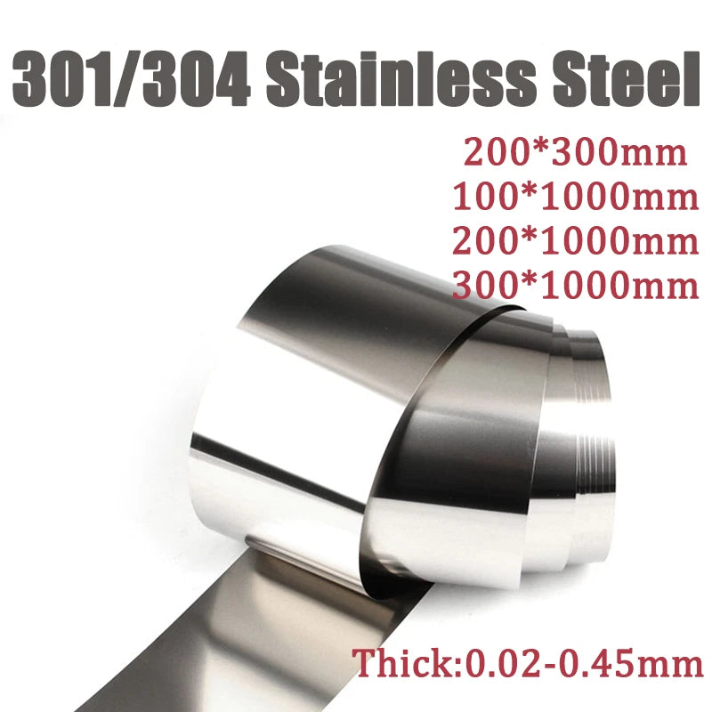 301/304 Stainless Steel Sheet Plate Strip Foil Sheet 200*300mm 100/200/300*1000m