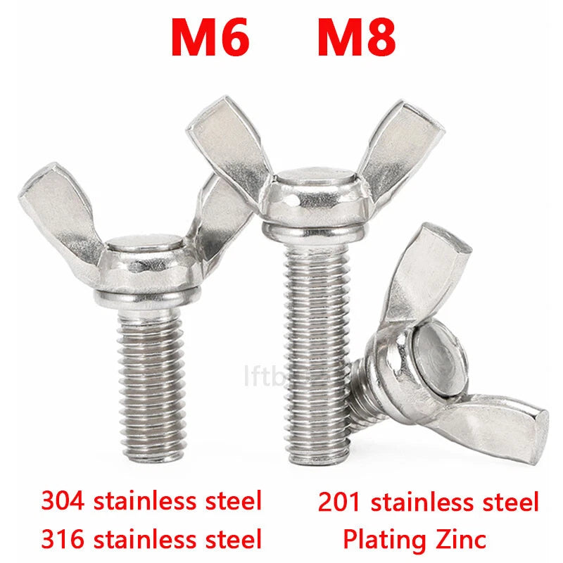 Butterfly Wing Screws AN 265 Thumb Screws M6 M8 Wing Bolts Zinc/Stainless Steel