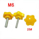 25# Six-petals Flower M6 Yellow Thumb Screws Hand Grip Knob Bolts Thumbscrew