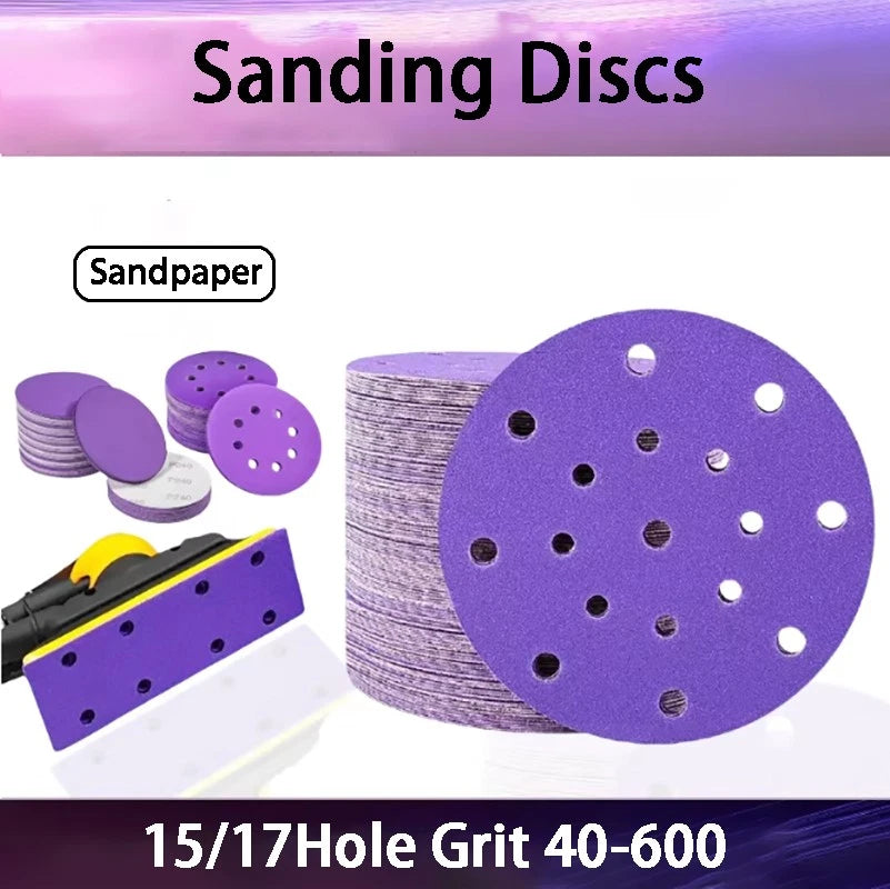 6 Inch Dry Sanding Discs Sandpaper Hook and Loop Pads 15/17Hole Grit 40-800