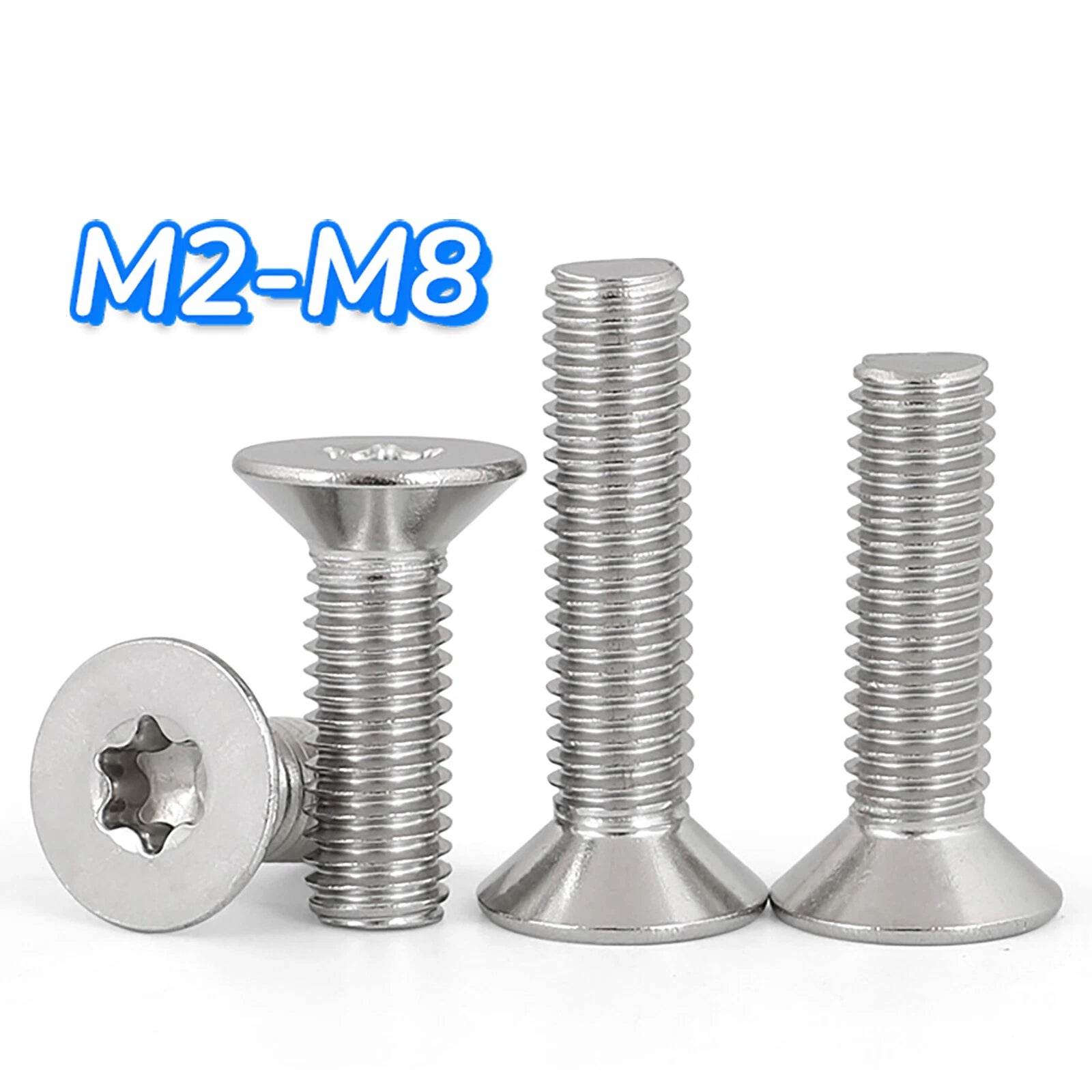 A2 Stainless Steel Torx Countersunk Flat Head Machine Screws M2 M2.5 M3 M4 M5 M6 M8 DIN 965 — 4mm to 60mm