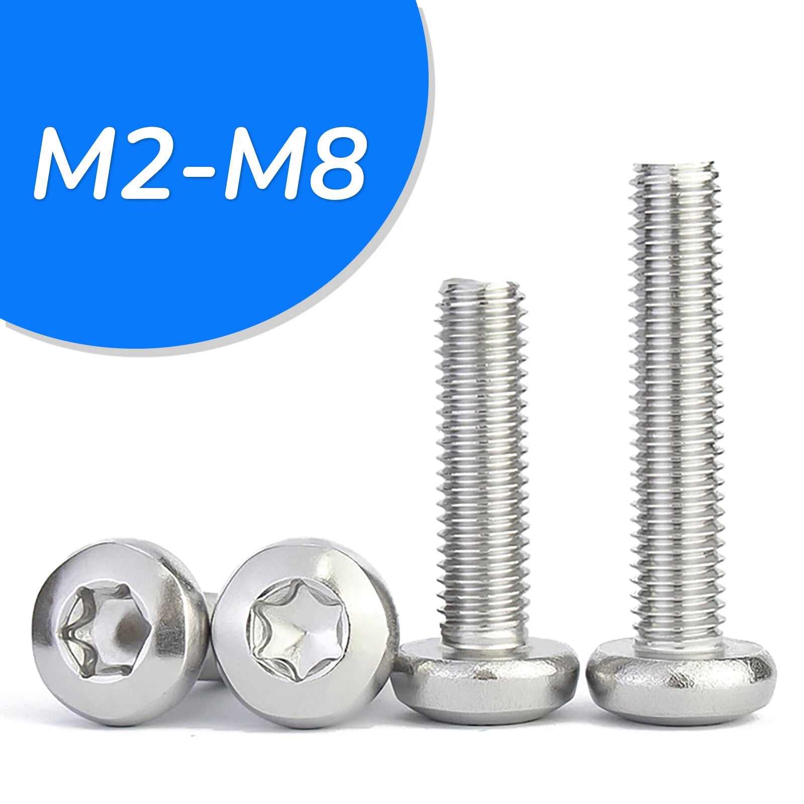 A2 Stainless Steel Torx Pan Head Machine Screws — M2 to M8, Six-Lobe Drive