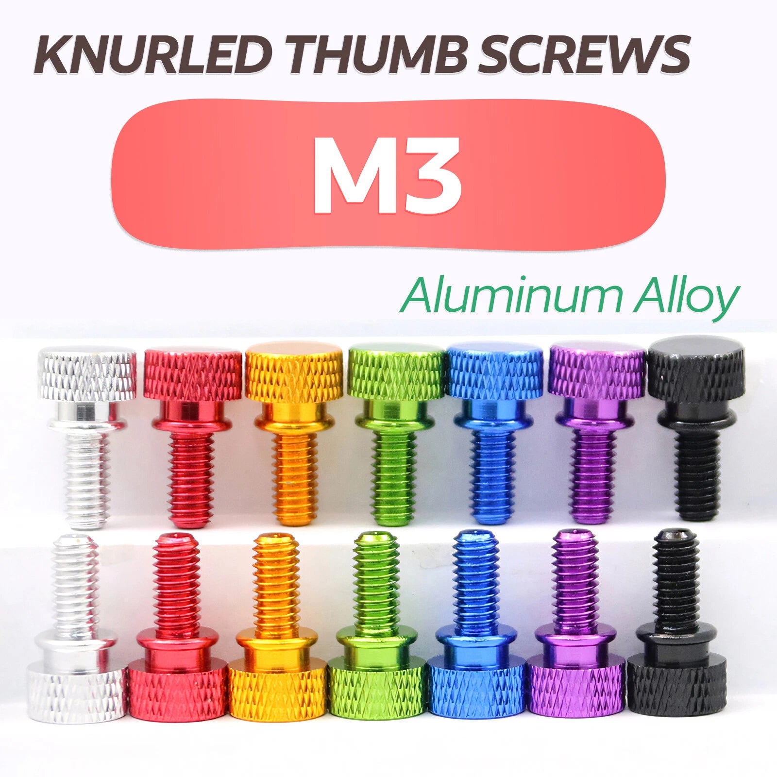 M3 Knurled Thumb Screws – Colorful Aluminum Alloy Hand-Tighten Grip Bolts