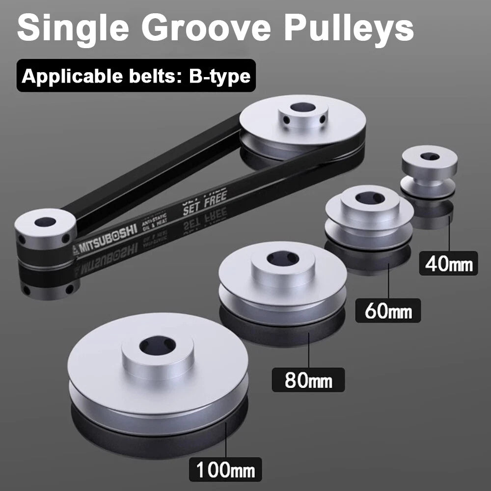 OD 50/60/80/100mm Pulley Aluminum V Single Groove Pulleys Wheels for B-Type Belt