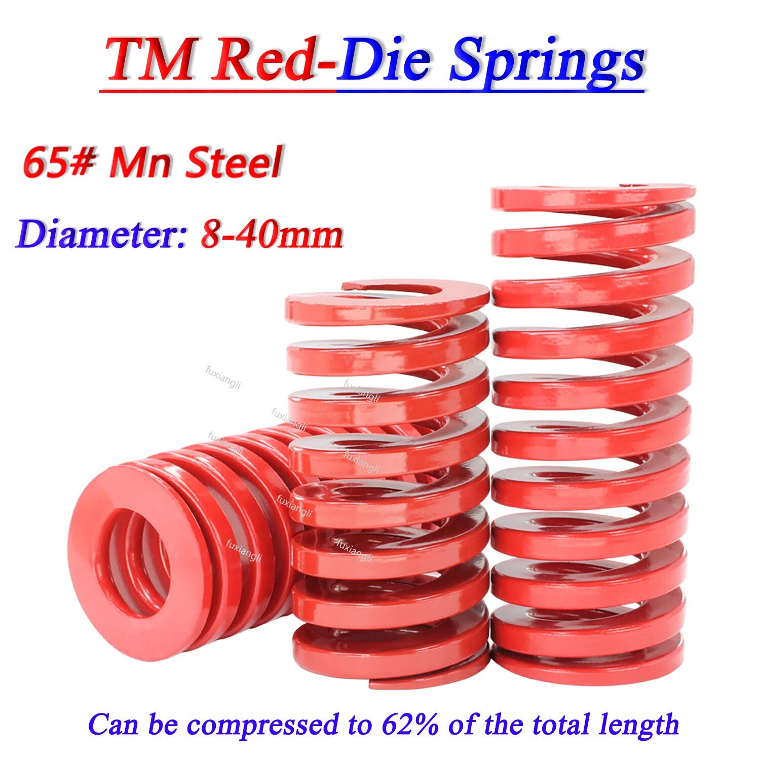 TM Red Heavy Load Duty Compression Die Springs,Diameter 8-40mm Length 15mm-300mm