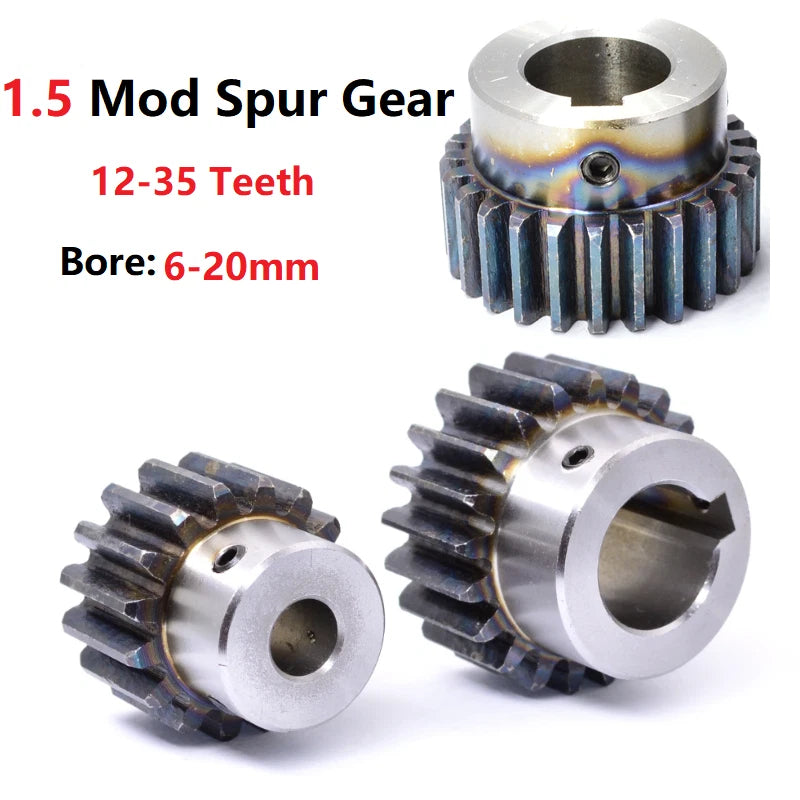 1.5 Mod 45# Steel Spur Gear 12-35T Bore 6-20mm Pinion Gear with Step Motor Gear