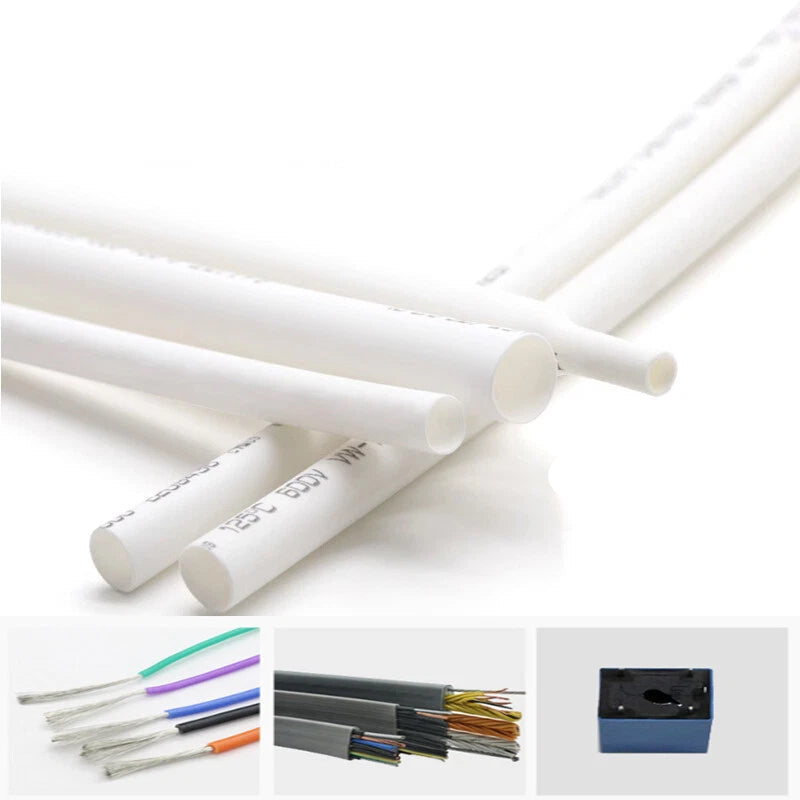 White Heat Shrink Tubing 2:1 Ratio — Waterproof Wire Sleeving, φ0.6mm to φ80mm