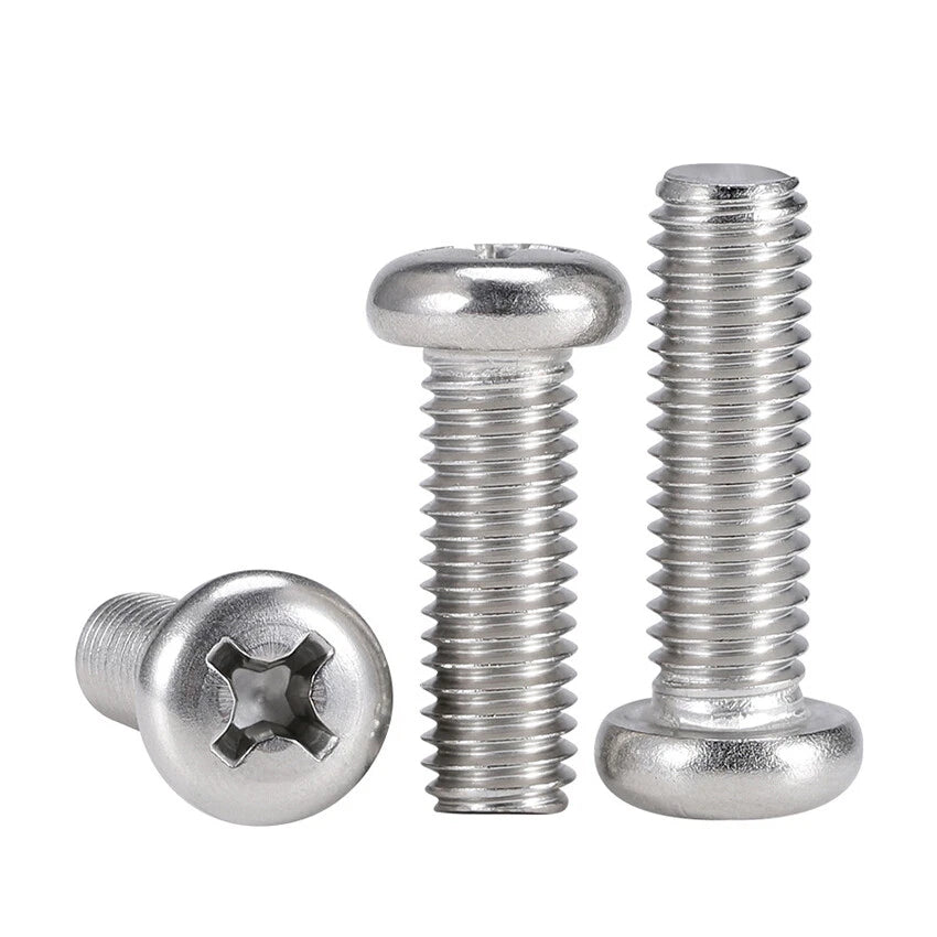A2 Stainless Steel Phillips Pozi Pan Head Machine Screws M1 M1.2 M1.4 M1.6 M2 M2.5 M3 M3.5 M4 M5 M6 M8 M10 — Full Range 3mm to 200mm