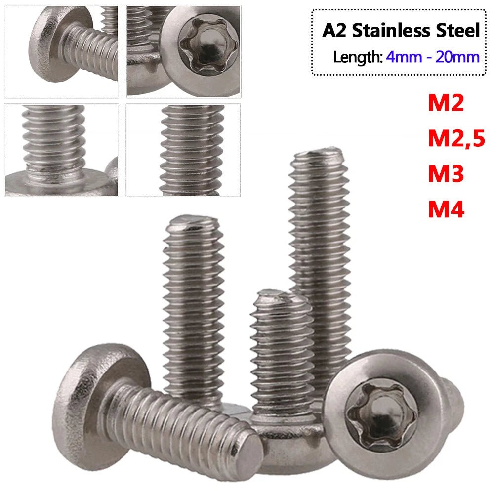 Torx Pan Head Machine Screws A2 Stainless Steel — M2 M2.5 M3 M4, 4mm–20mm - HomeDIYer