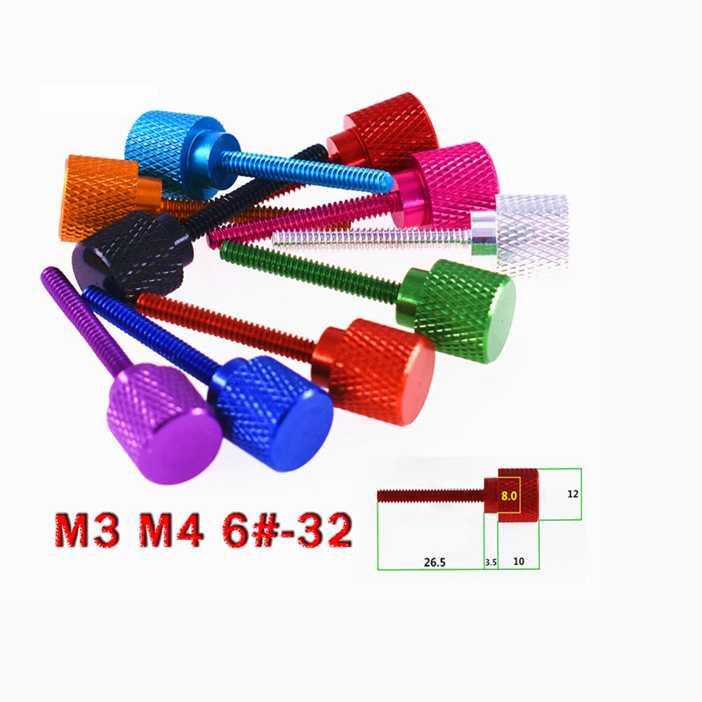 M3 M4 6#-32UNC Anodised Aluminium Knurled Thumb Screws Thumbscrew Bolts Ordinary