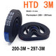 HTD 3M Timing Belt 6mm Wide — Perimeter 201mm to 297mm Closed Loop Drive Belt