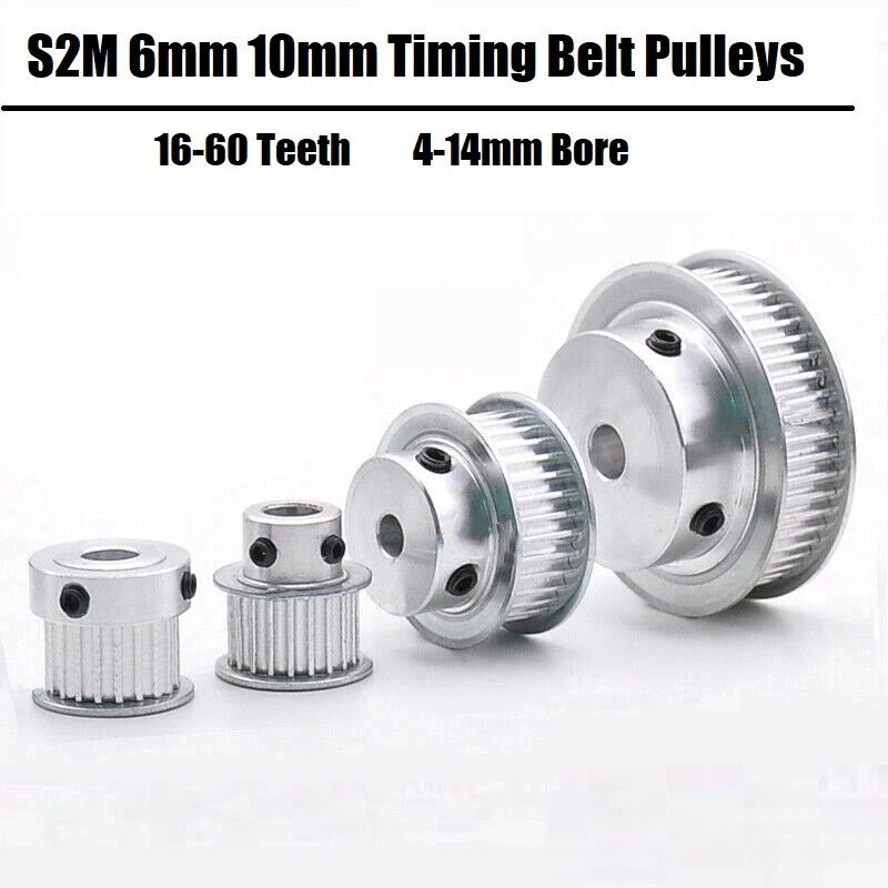 S2M 6mm 10mm Timing Belt Pulleys 16-60 Teeth Synchronous Wheel 4-14mm Bore