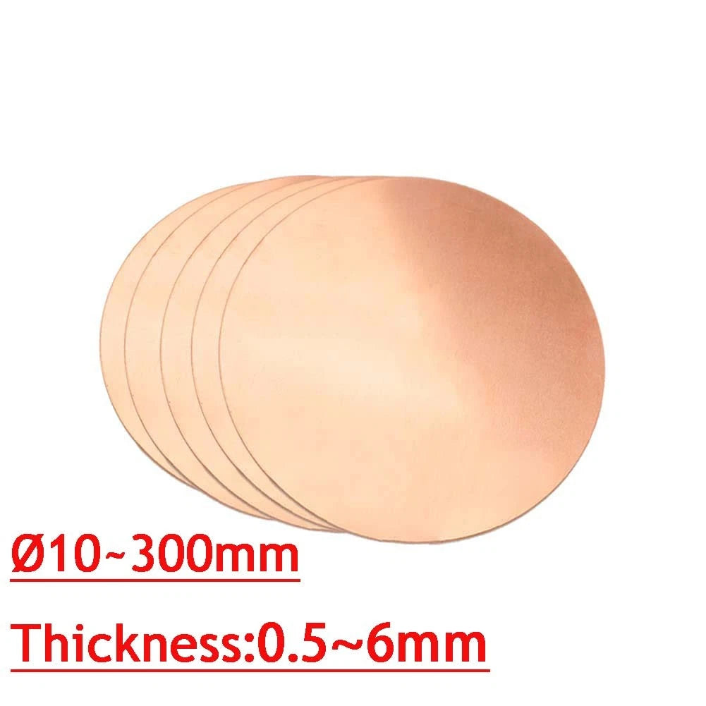 Solid Pure Copper Discs Blanks Round Plate Metal Sheet Thick 0.5mm~6mm Ø10~300mm