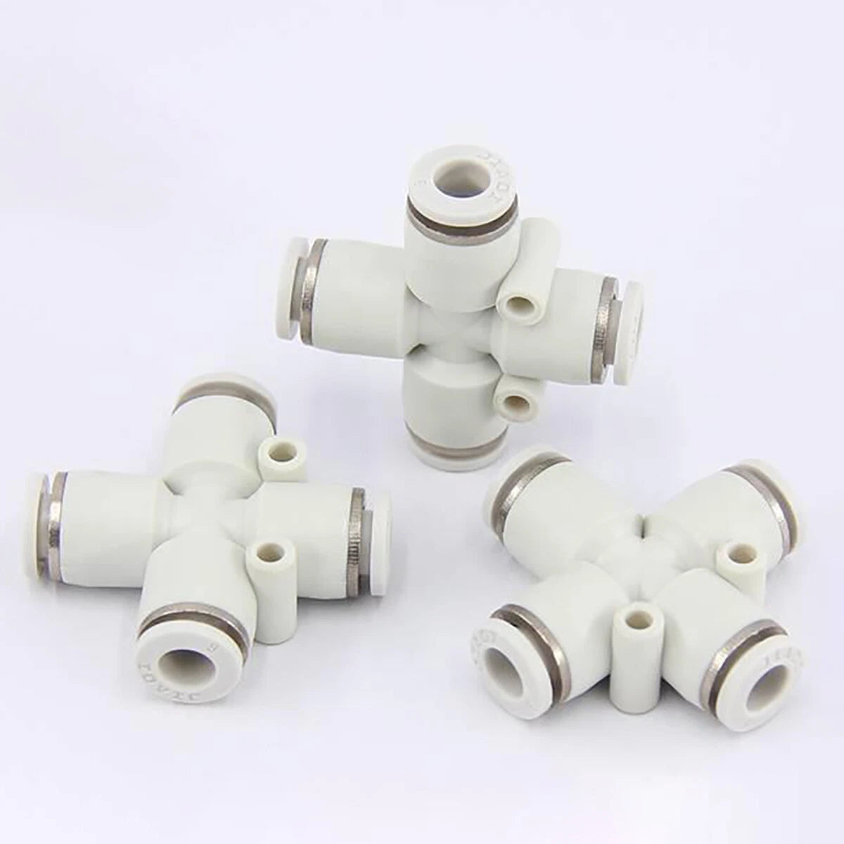 Nylon Push-to-Connect Cross 4-Way Pneumatic Fitting 4–12mm Inline Tube Connector