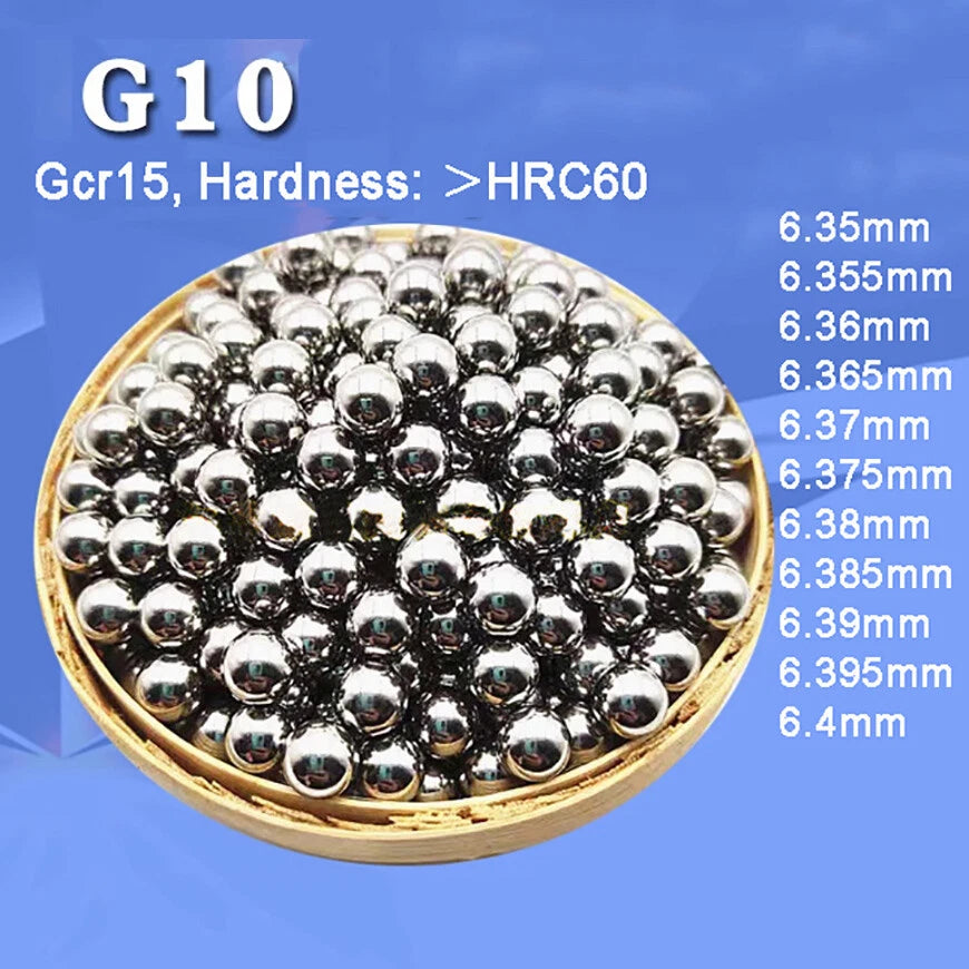 100pcs Bicycle G10 Gcr15 Steel Ball Bearing Replacement Bearings 6.35mm-6.4mm