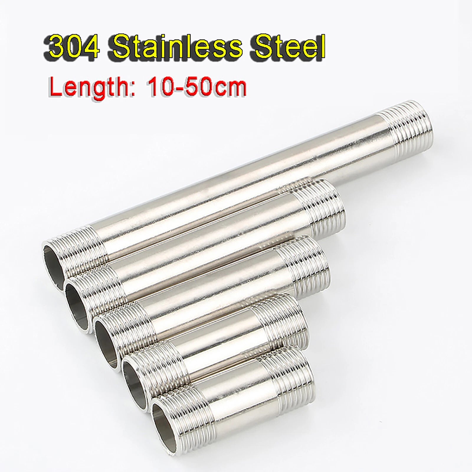 304 Stainless Steel Barrel Nipple BSP Male Pipe Fitting — 3/4" & 1" Thread