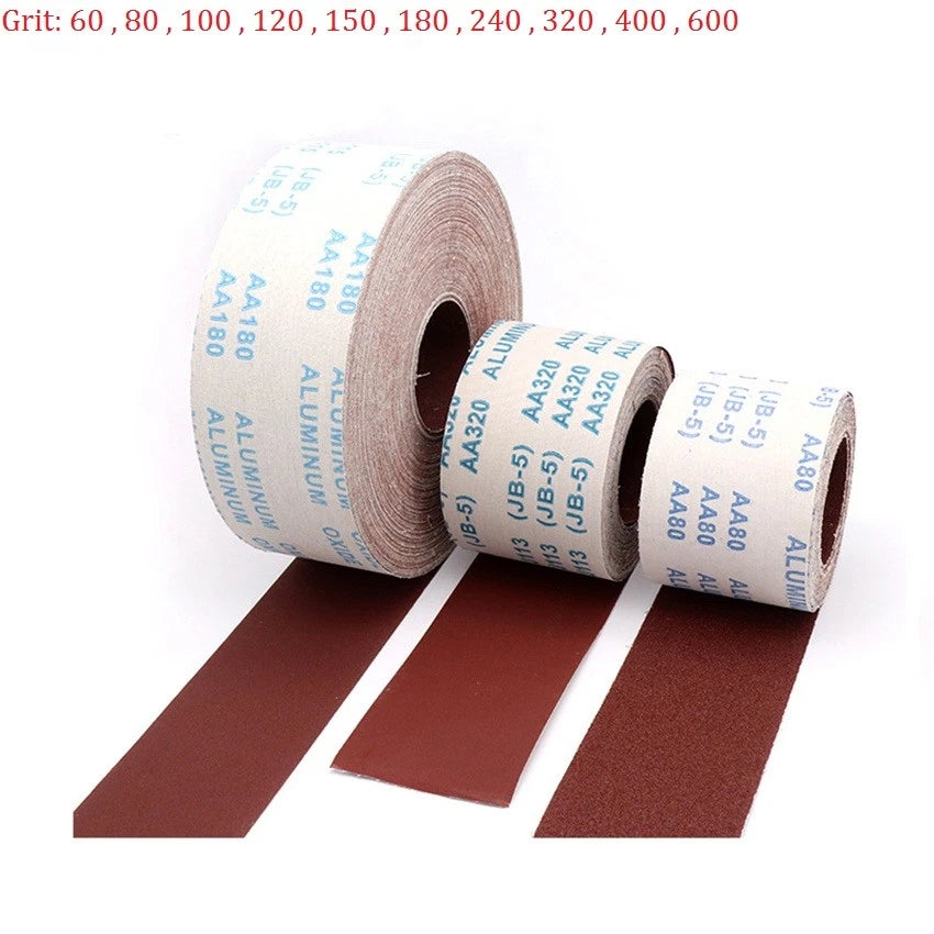4‑Inch 100mm Aluminum Oxide Emery Cloth Roll — P60 to P1000 Grit Wet & Dry Sandpaper on Fabric Backing