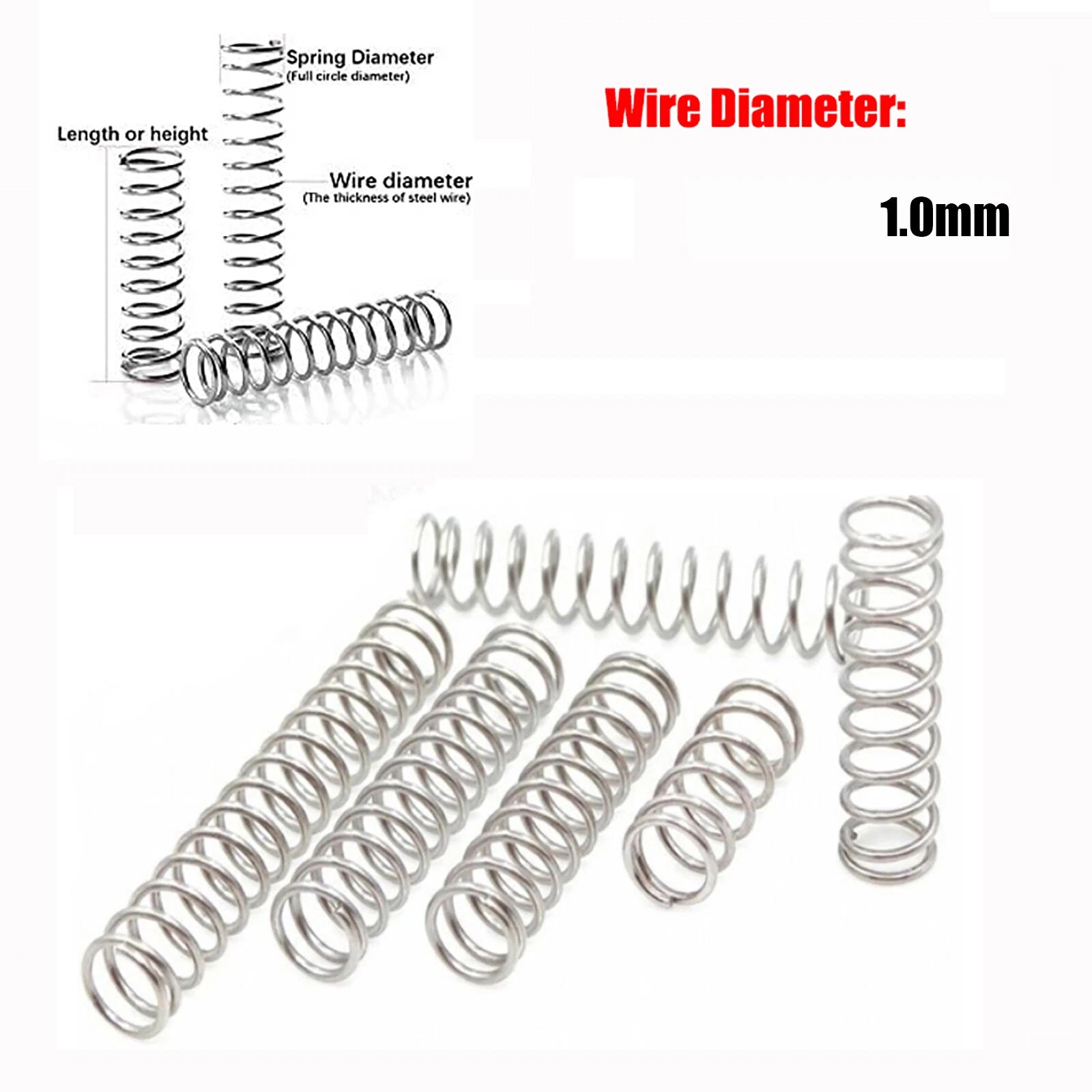 Compression Spring 304 Stainless Steel Wire Diameter 1.0mm Various Length