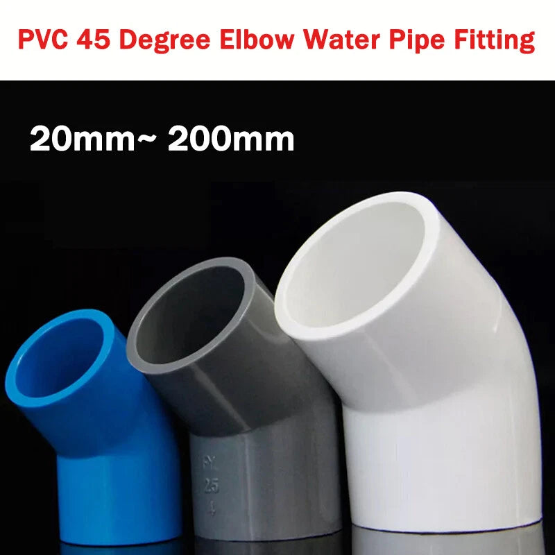 PVC 45 Degree Elbow Pressure Fittings Adhesive Water Pipe Fitting ID 20mm~ 200mm