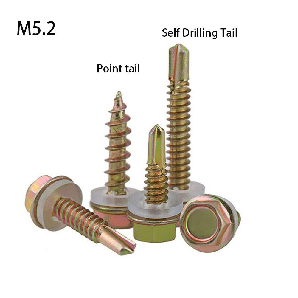 M5.2 Hex Head Self Drilling Screws – Zinc Plated Carbon Steel for Metal Roofing & Sheeting
