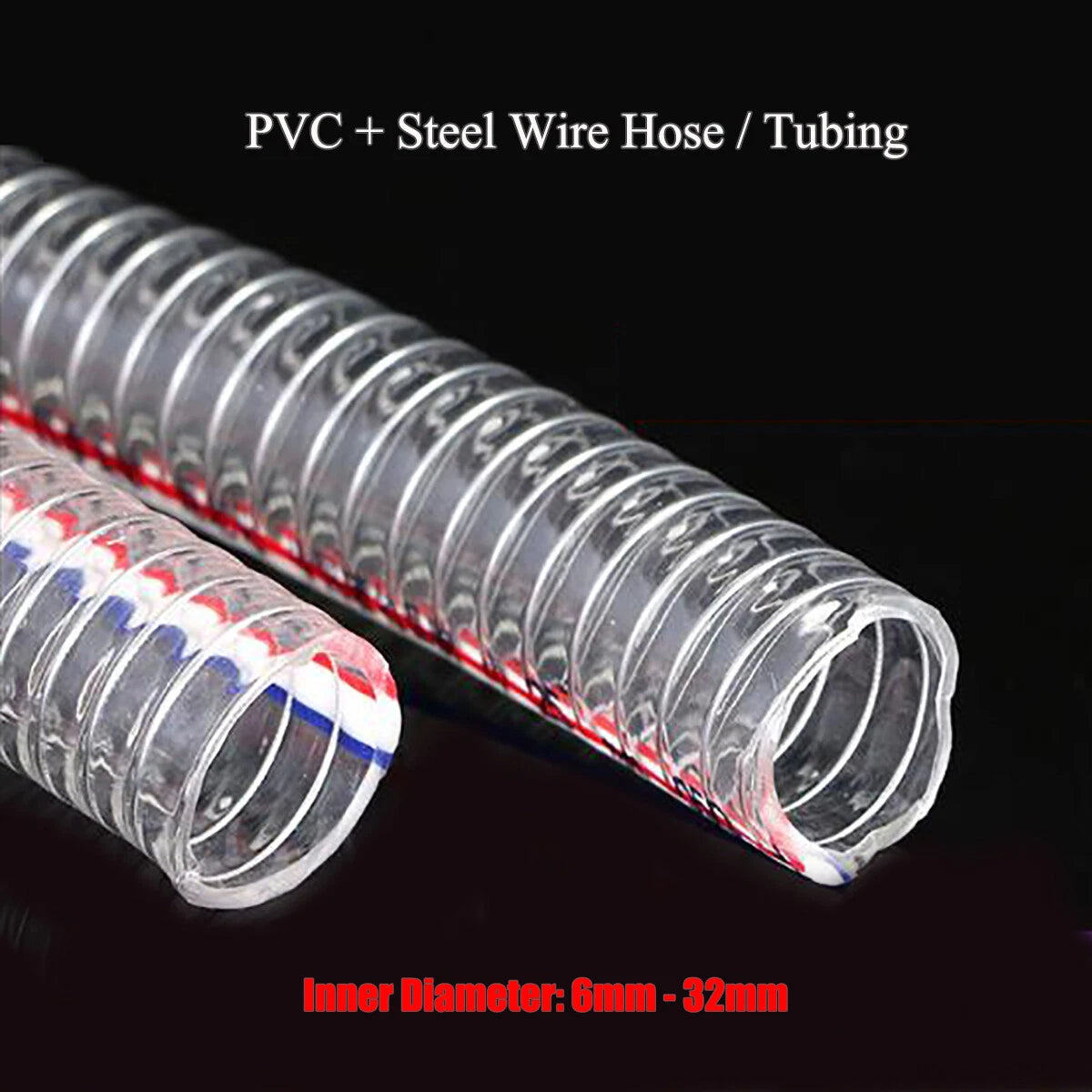 Transparent PVC Steel Wire Reinforced Flexible Hose — Fuel Oil Water Air Gas Pipe Tube