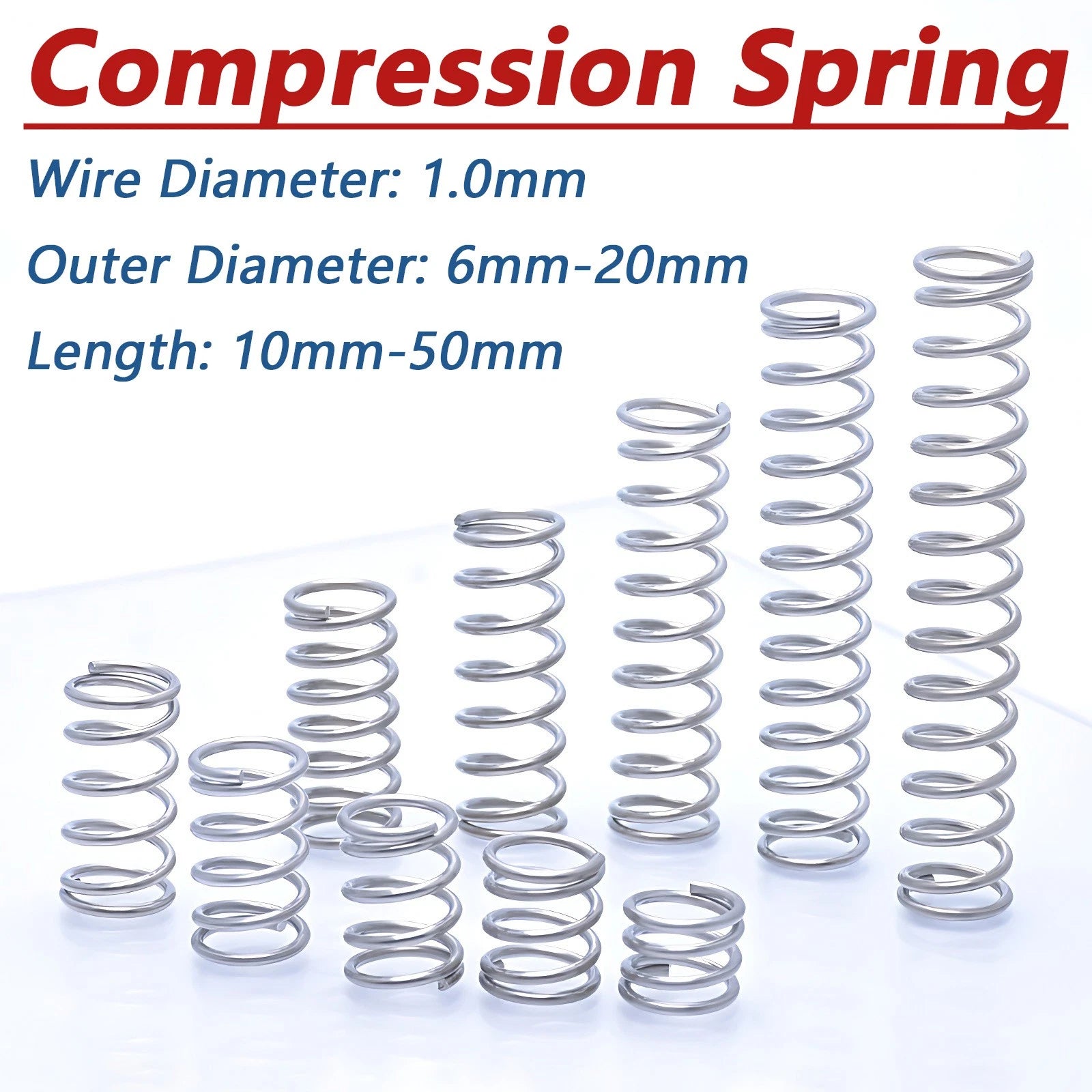 Compression Spring Wire Dia 1.0mm Pressure-Coil Springs A2/304 Stainless Steel
