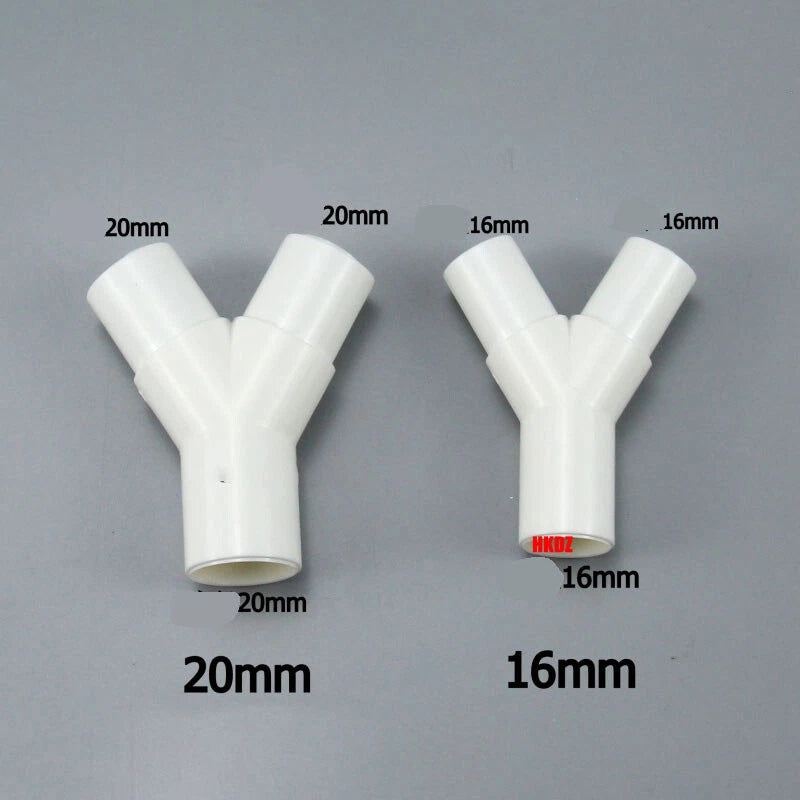 16mm 20mm PVC Plastic Y Type Tee Fork Water Pipe Tee Drip Box Tee Joint Fittings