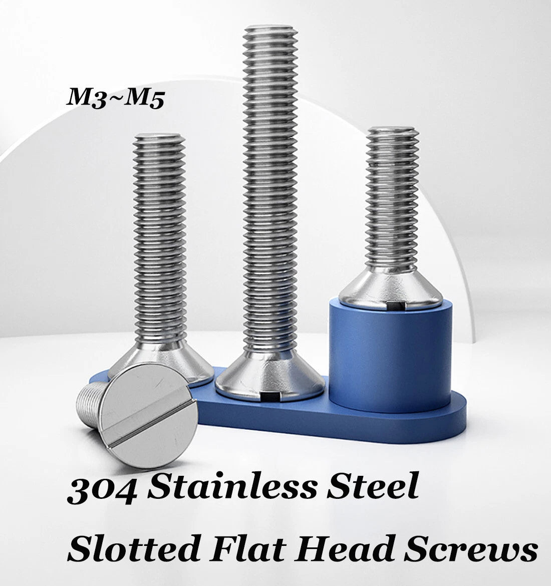 M3 M4 M5 Flat Head Slotted Machine Screws — 304 Stainless Steel Countersunk