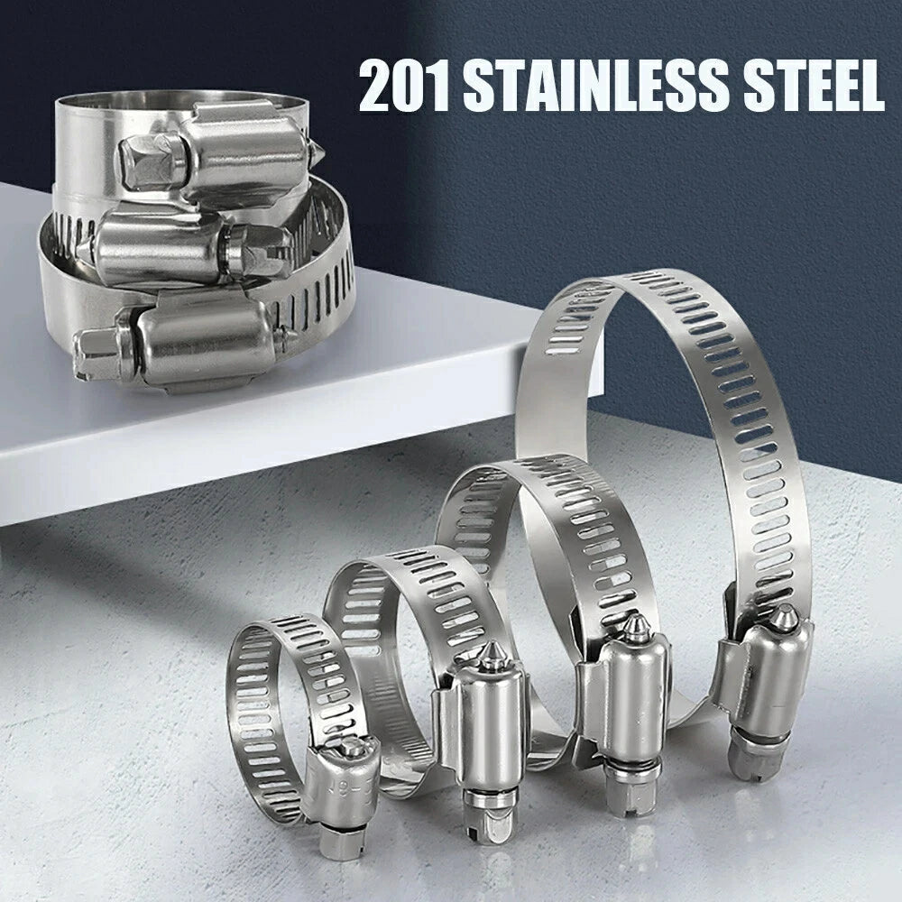 201 Stainless Steel Hose Clips Pipe Clamps Worm Drive Size 10mm-550mm Optional