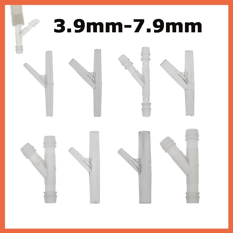 Y-Piece 3-Way Plastic Hose Connector — Barbed Tube Fitting 3.9mm to 10mm