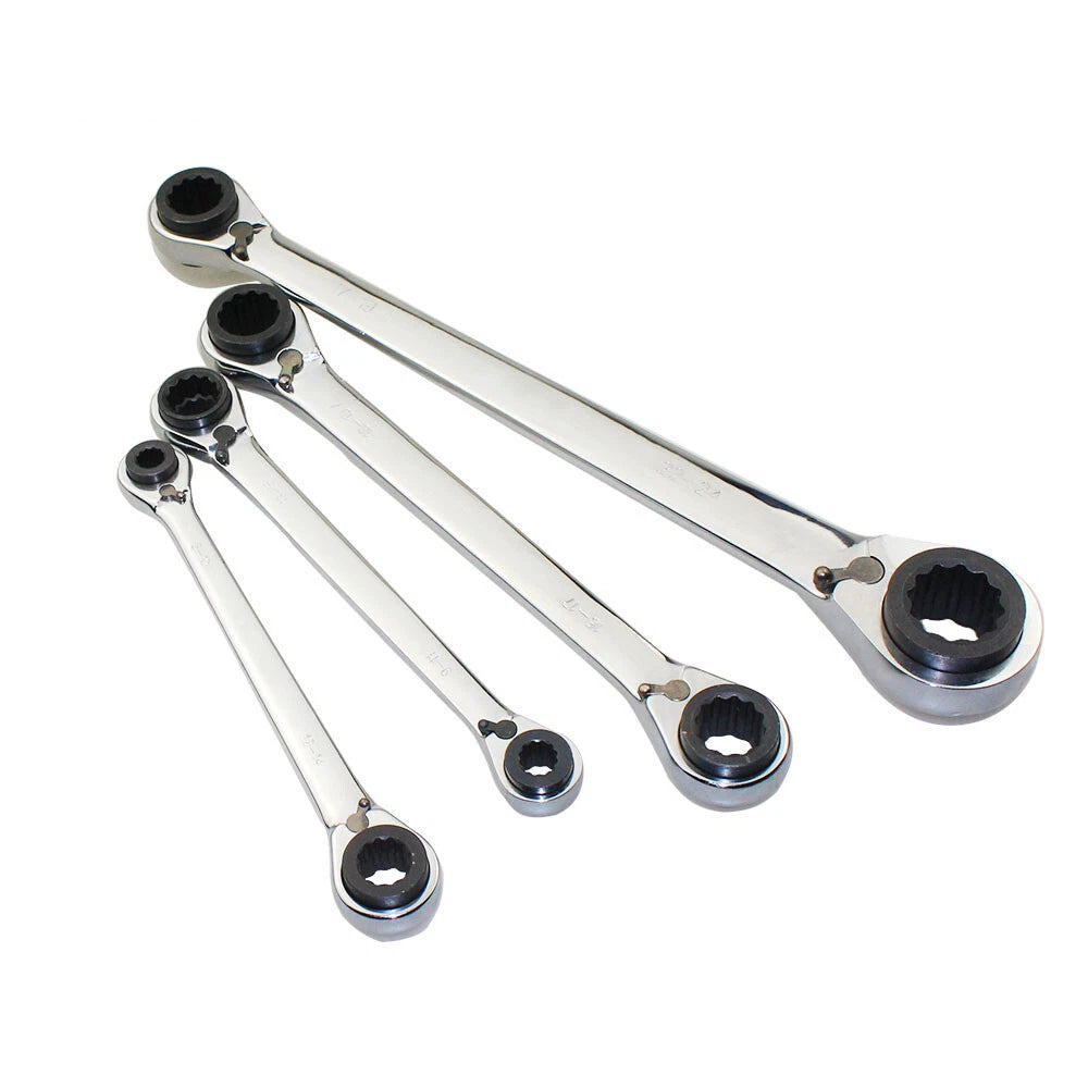 Reversible Action Ratchet Wrench Spanner 4 in 1 72 Teeth 8mm 9mm-24mm CrV Steel