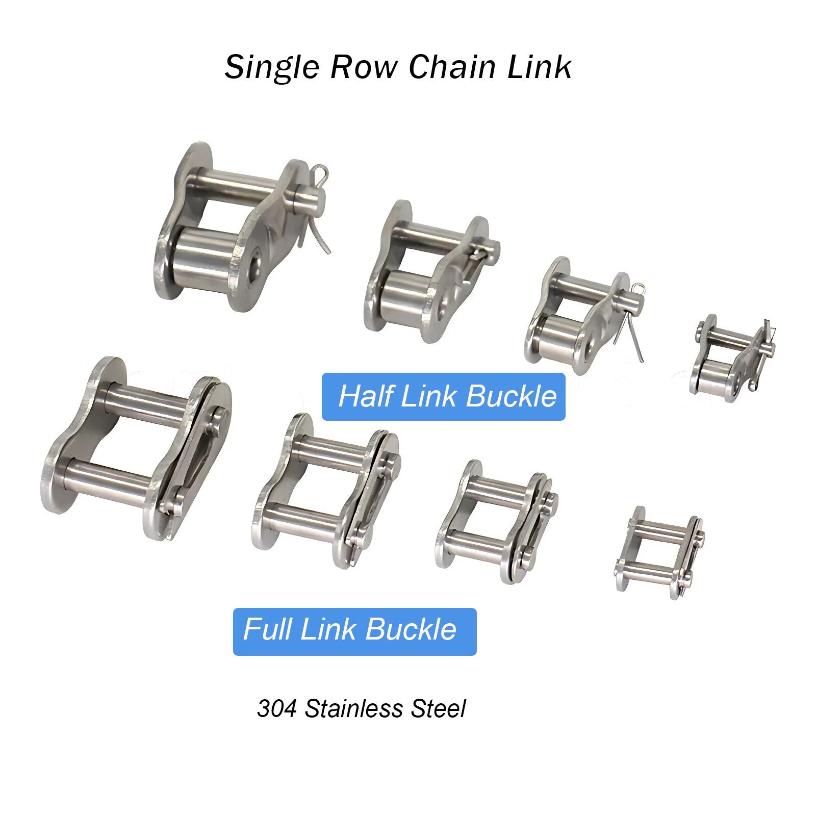 #25 - #100 Simplex Roller Chains Full/Half Connecting Links Pitch 6.35 - 31.75mm