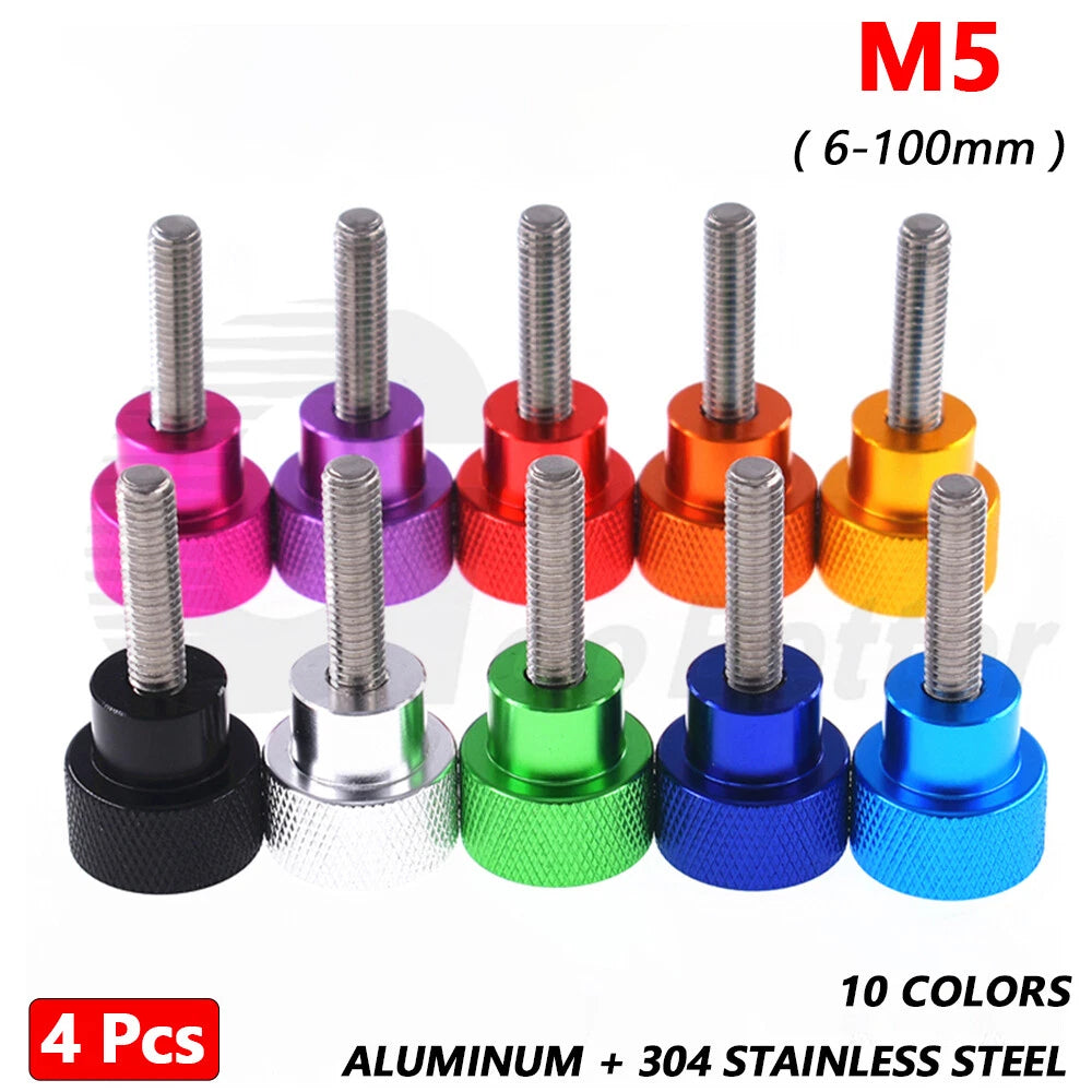 4pc M5 Adjustable Knurled Thumb Shoulder Screws 6-100mm Stainless Steel Aluminum