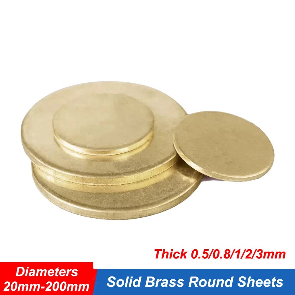 Solid Brass Discs Blanks Metal Round Sheets Dia 20mm-200mm Thick 0.5/0.8/1/2/3mm - HomeDIYer