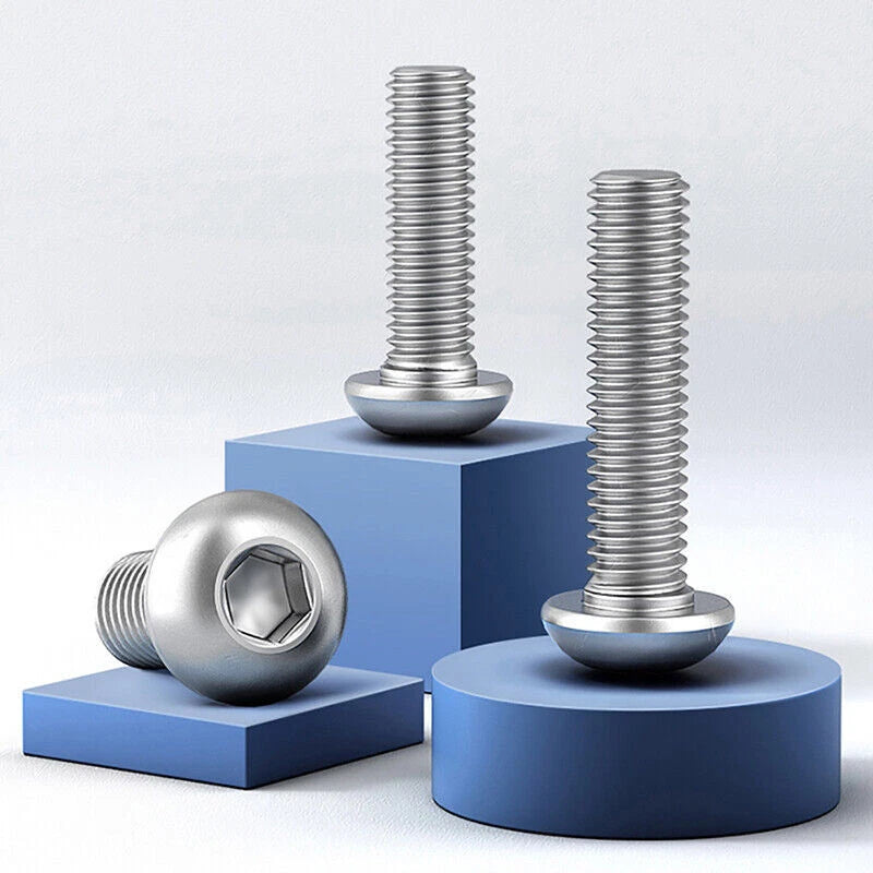M6 M8 M10 Button Head Hex Drive Screws – 316 Stainless Steel Marine Grade Machine Bolts (Fully Threaded)