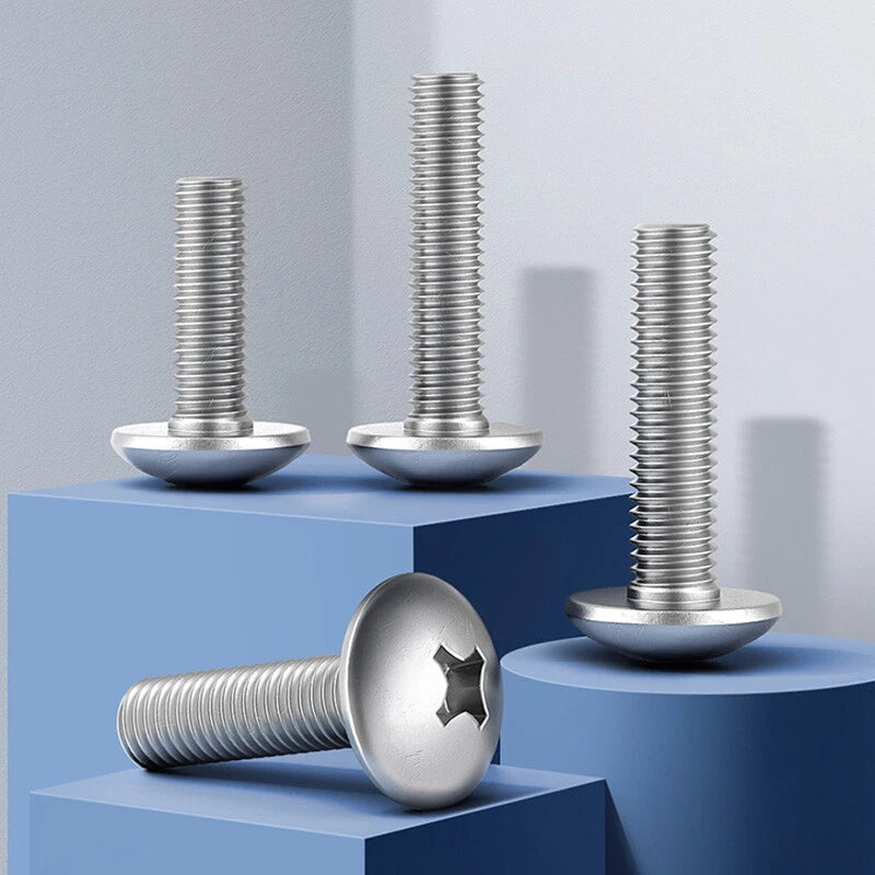 Big Pan Head Phillips Machine Screws – A2 / A4 Stainless Steel, M2 to M6, Fully Threaded
