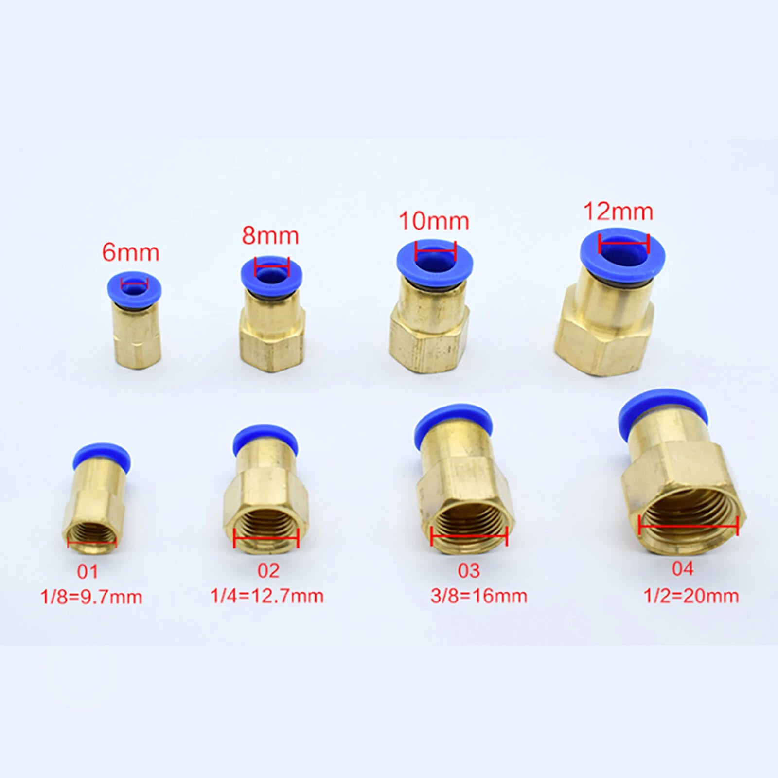 Pneumatic Straight Female Stud Push-In Fitting | BSP Thread x Hose Tube
