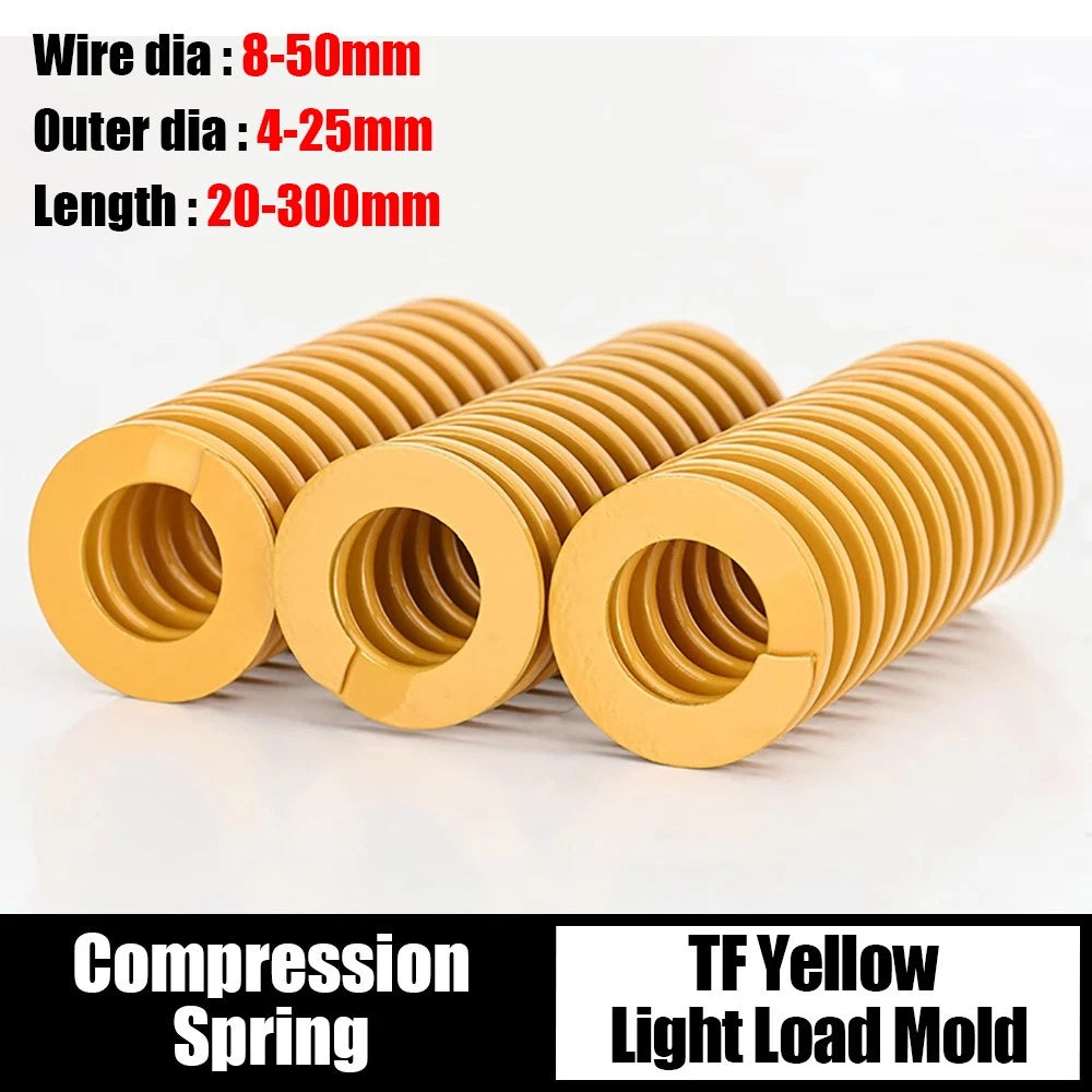 Lighter Load Yellow Mould Die Spring Compression Springs 8-50mm OD 20-300mm Long