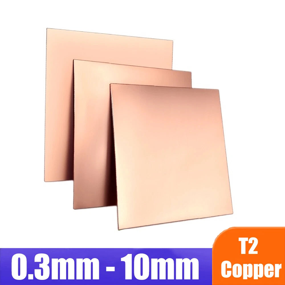 T2 Copper Sheet 0.3 0.5 0.6 0.8 1 2 - 10mm Guillotine Cut Metal Plate Jewellery