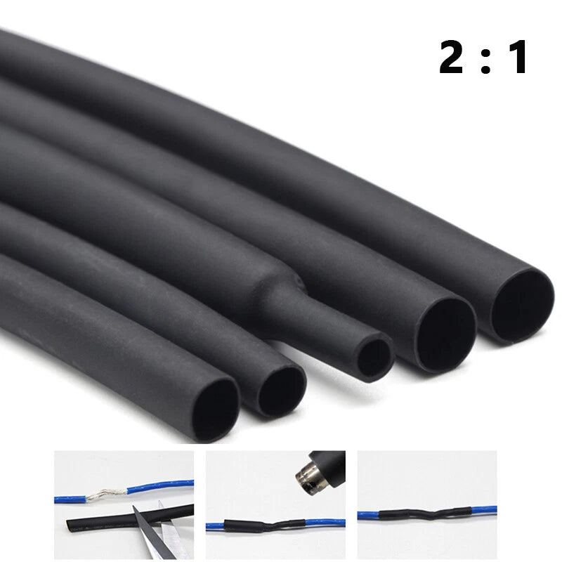 Black Heat Shrink Tubing 2:1 Ratio – Waterproof Wire Sleeving, φ0.6mm–φ210mm