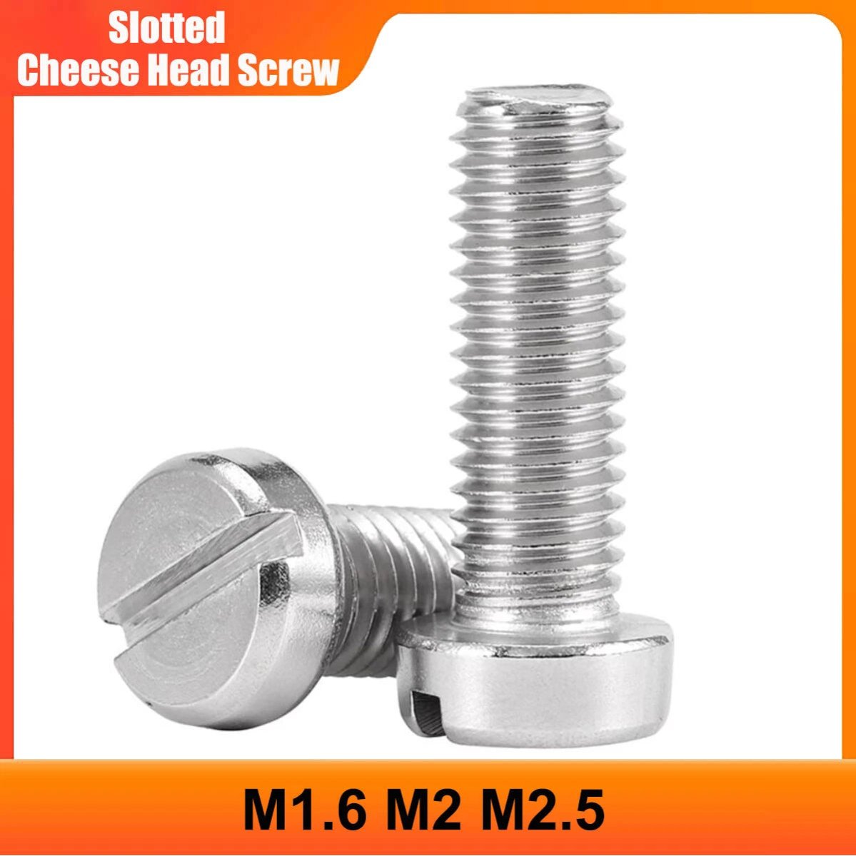 M1.6 M2 M2.5 Slotted Cheese Head Machine Screws – DIN 84, 304 Stainless Steel, Fully Threaded - HomeDIYer