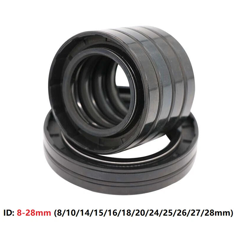 NBR TC Double Lip Rotary Shaft Oil Seal with Garter Spring — 8mm to 28mm Shaft